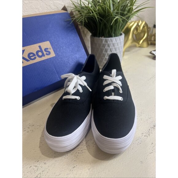 Keds Champion Triple Womens Size 9.5 Black Athletic Platform Shoes Sneakers - Picture 3 of 9
